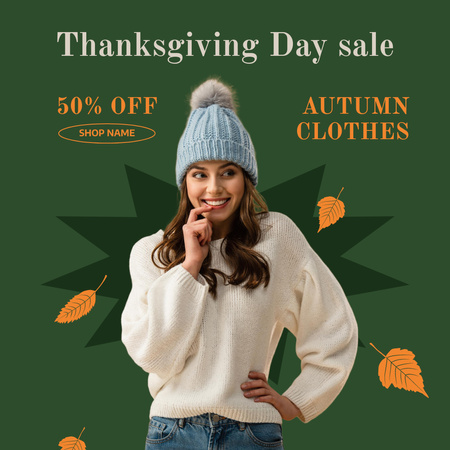Modèle de visuel Annonce de la vente du jour de Thanksgiving - Instagram