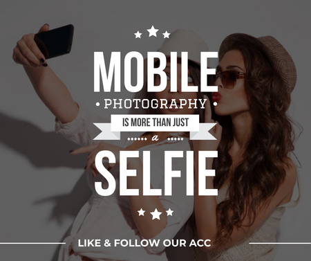 Mobile photography blog with Girls Taking Selfie Facebook Design Template