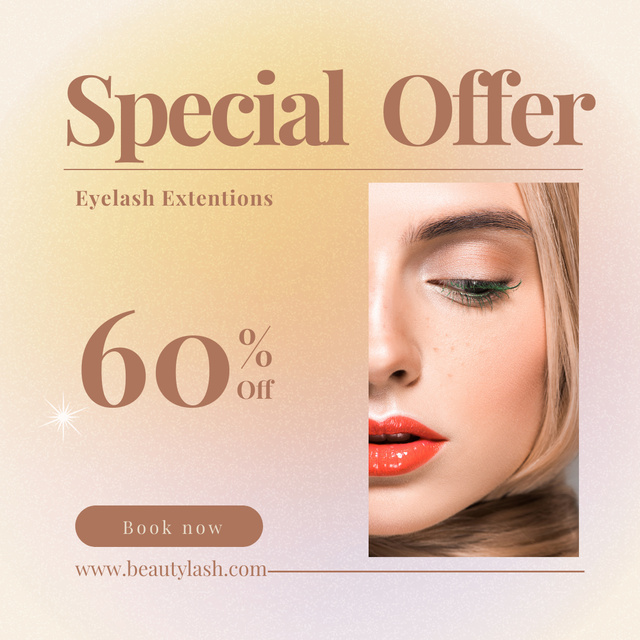 Modèle de visuel Special Offer Discounts on Eyelash Extensions - Instagram