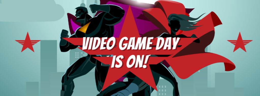 Video Game Day Announcement Facebook cover Design Template