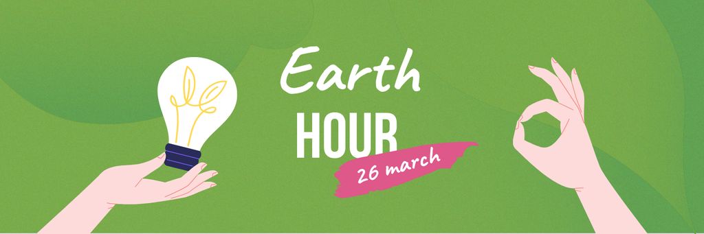 Earth Hour Announcement on green Twitterデザインテンプレート