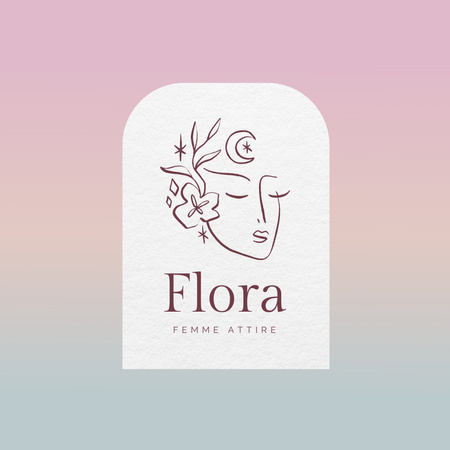 Floral Shop Emblem with Beautiful Woman Logo 1080x1080px Design Template