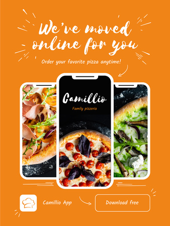 Online Pizza App Offer Poster US Design Template