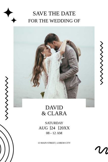 Szablon projektu Save the Date of Wedding with Happy Couple Hugging Pinterest