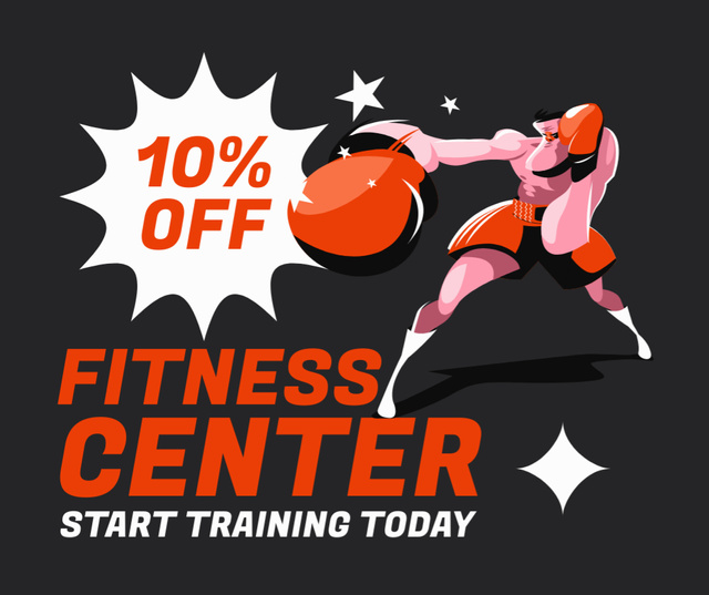 Fitness Center Ad with Discount Offer Facebook Design Template