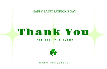 Modèle de visuel Annonce de l'événement de la Saint-Patrick - Thank You Card 5.5x8.5in