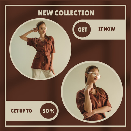 Designvorlage Chic Sale Announcement for Fashion Collection In Brown für Instagram