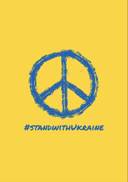 Peace Sign in Colors of Ukrainian Flag Showing Support Flyer A7 Šablona návrhu