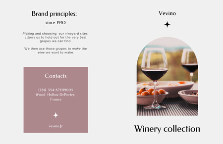Wine Tasting Announcement with Wineglasses and Snacks Brochure 11x17in Bi-fold Design Template