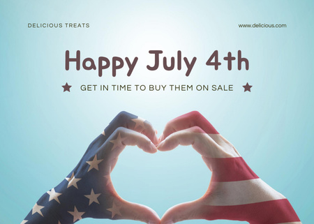 USA Independence Day Sale Announcement Postcard 5x7in Design Template