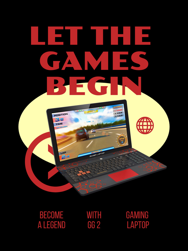 Gaming Laptop Sale Offer on Black Poster US Design Template