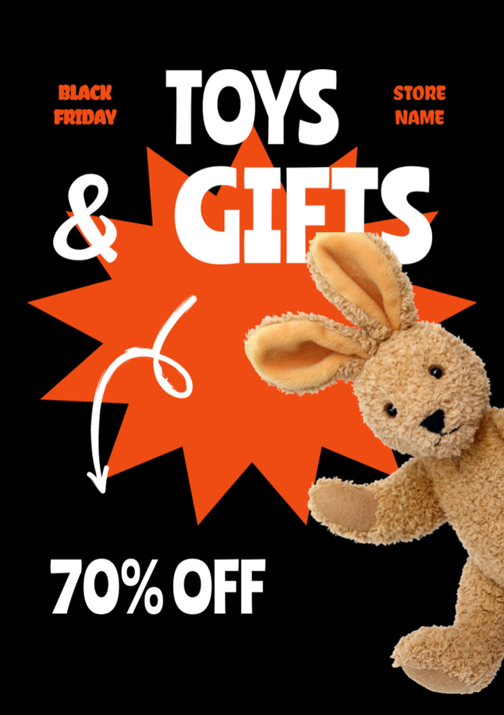 Toys Sale with Cute Rabbit Flyer A5 Design Template