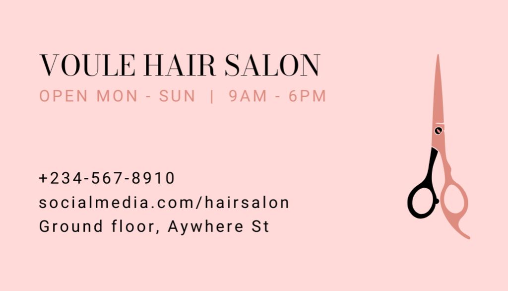 Plantilla de diseño de Beauty Salon Ad with Professional Hairdresser Set on Pink Business Card US 