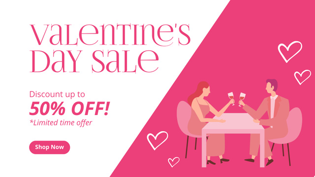 Valentine's Day Sale Announcement with Couple FB event cover Design Template