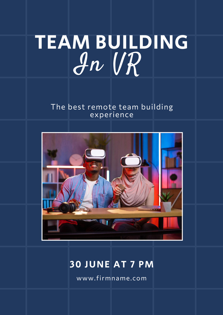 Invitation to Virtual Team Building Poster Tasarım Şablonu