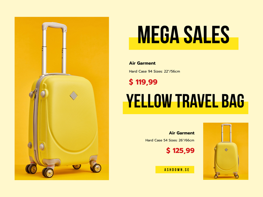 Discount on Yellow Suitcases Poster 18x24in Horizontal Design Template