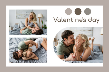 Collage with Young Beautiful Couple for Valentine's Day Mood Board Πρότυπο σχεδίασης