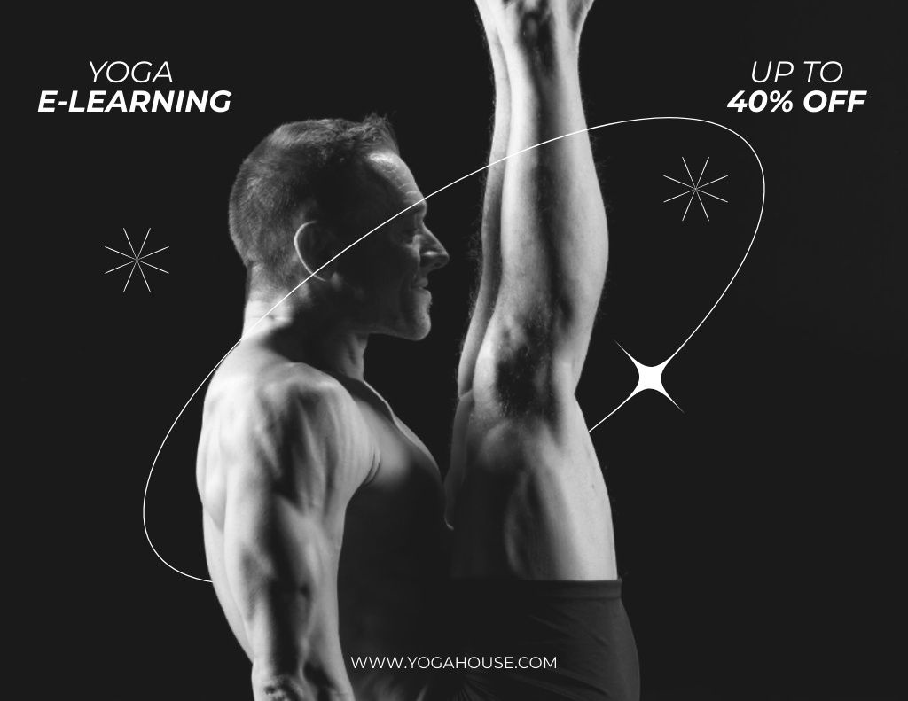 Professional Online Yoga Trainings Offer With Discount Flyer 8.5x11in Horizontal Design Template