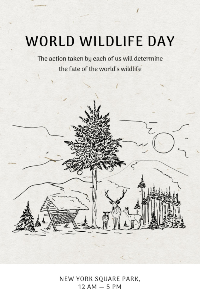 Ontwerpsjabloon van Postcard 4x6in Vertical van World Wildlife Day Event Announcement with Nature Drawing