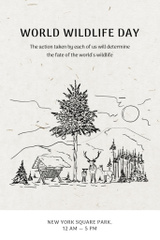 World Wildlife Day Event Announcement with Nature Drawing