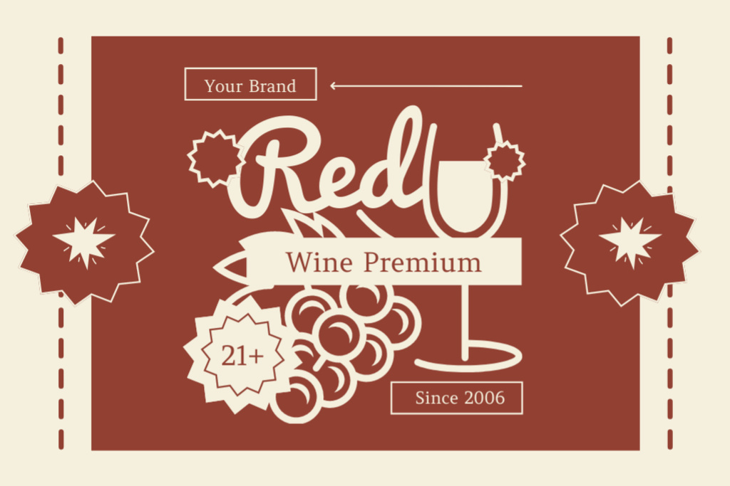 Premium Red Wine Promotion With Grape Label Modelo de Design