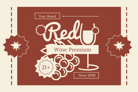 Prémium vörösbor promóció szőlővel Label tervezősablon