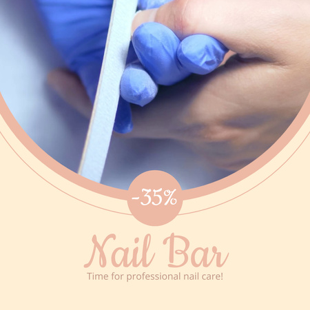 Nail Bar With Professional Care And Discount Animated Post Design Template