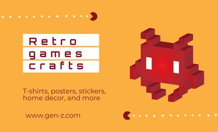 Retro Video Game Craft Production Services Business Card 91x55mm Design Template