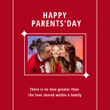 Plantilla de diseño de Saludo del día de los padres feliz en rojo Instagram 