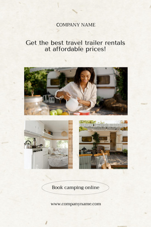 Travel Trailer Rental Offer Postcard 4x6in Vertical Design Template