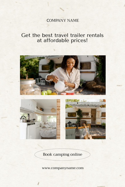 Traveling Trailer tor Rent Postcard 4x6in Vertical Design Template