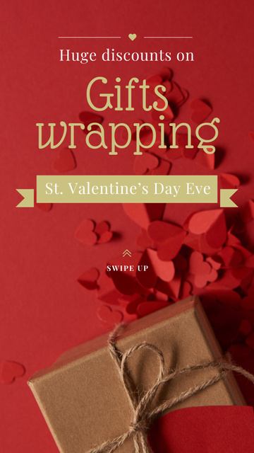 Designvorlage Valentine's Day Gift Wrapping in Red für Instagram Story