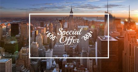 Special Offer with Modern Skyscrapers Facebook ADデザインテンプレート
