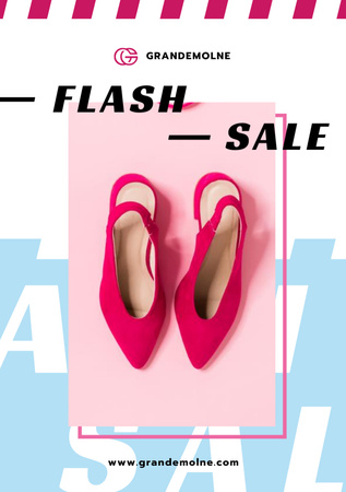 Female Fashionable Shoes in Pink Flyer A5 Design Template