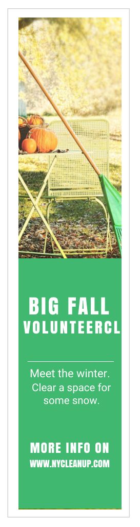 Volunteer Cleanup Announcement Autumn Garden with Pumpkins Skyscraperデザインテンプレート