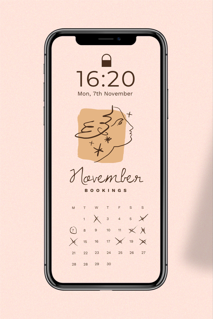 Calendar on Phone Screen Pinterest Tasarım Şablonu