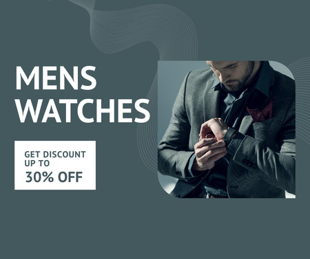 Ontwerpsjabloon van Facebook van Mens Watches Sale Announcement