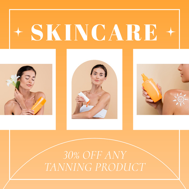 Discount on Any Tanning Skin Care Product Instagram Šablona návrhu