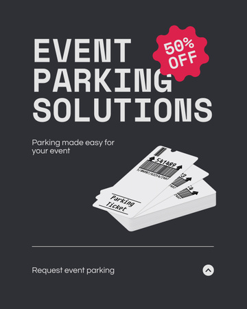 Event Parking Solutions with Discount on Grey Instagram Post Vertical Tasarım Şablonu