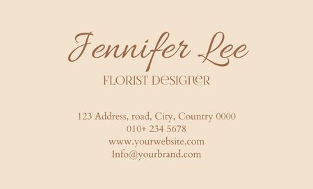 Florist Services Offer on Elegant Beige Layout Business Card 91x55mm Šablona návrhu