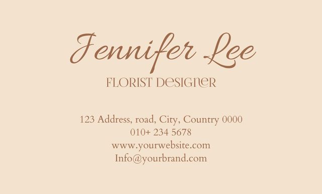 Florist Services Offer on Elegant Beige Layout Business Card 91x55mm Design Template