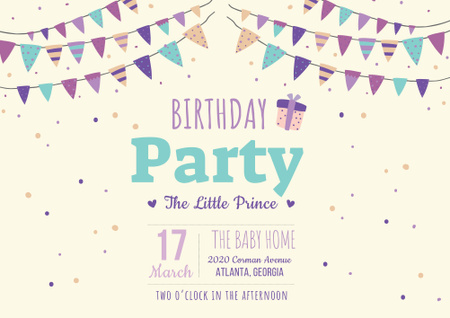 Fun-filled Birthday Party Announcement With Confetti Poster B2 Horizontalデザインテンプレート