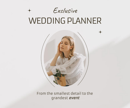 Wedding Agency Services Ad with Beautiful Future Bride Large Rectangle Design Template