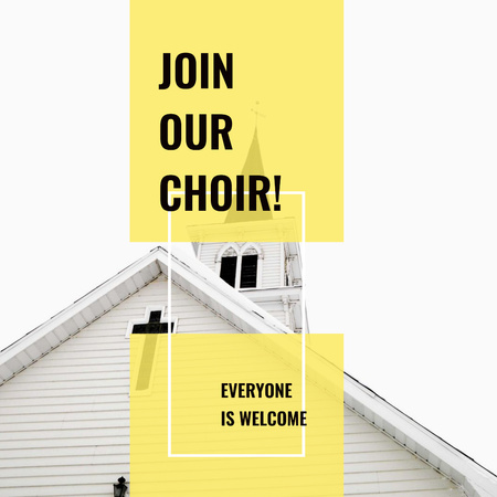 Facade of Church with Cross in White Instagram AD – шаблон для дизайну