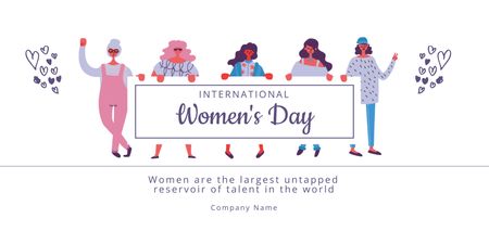 Designvorlage Junge Frauen am Internationalen Frauentag für Twitter