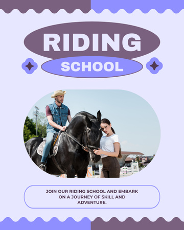 Responsible Horse Riding School Promotion Instagram Post Vertical Design Template