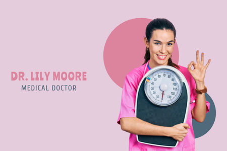 Evidence-based Nutritionist Doctor Services Offer With Scales Flyer 4x6in Horizontal Design Template