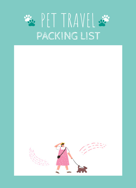 Pet Travel Packing List And Organizer Notepad 4x5.5in Design Template