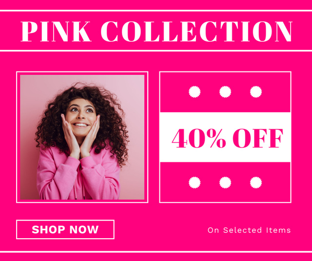 Woman is Happy With Pink Collection Discount Facebook tervezősablon