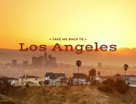 Los Angeles City View At Sunset Postcard 4.2x5.5in – шаблон для дизайна